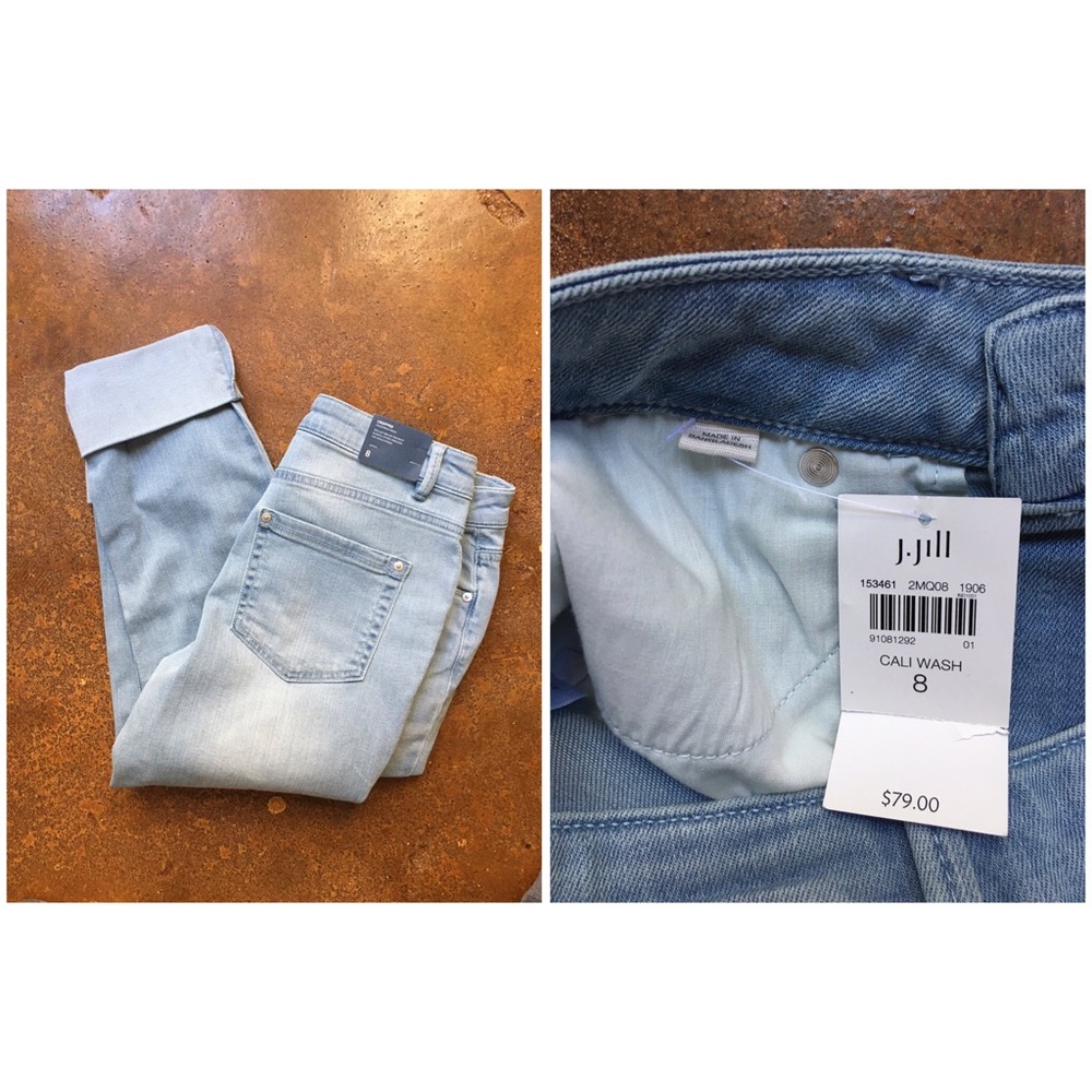 J Jill Light Wash Cropped Cuffed Jeans Size 8